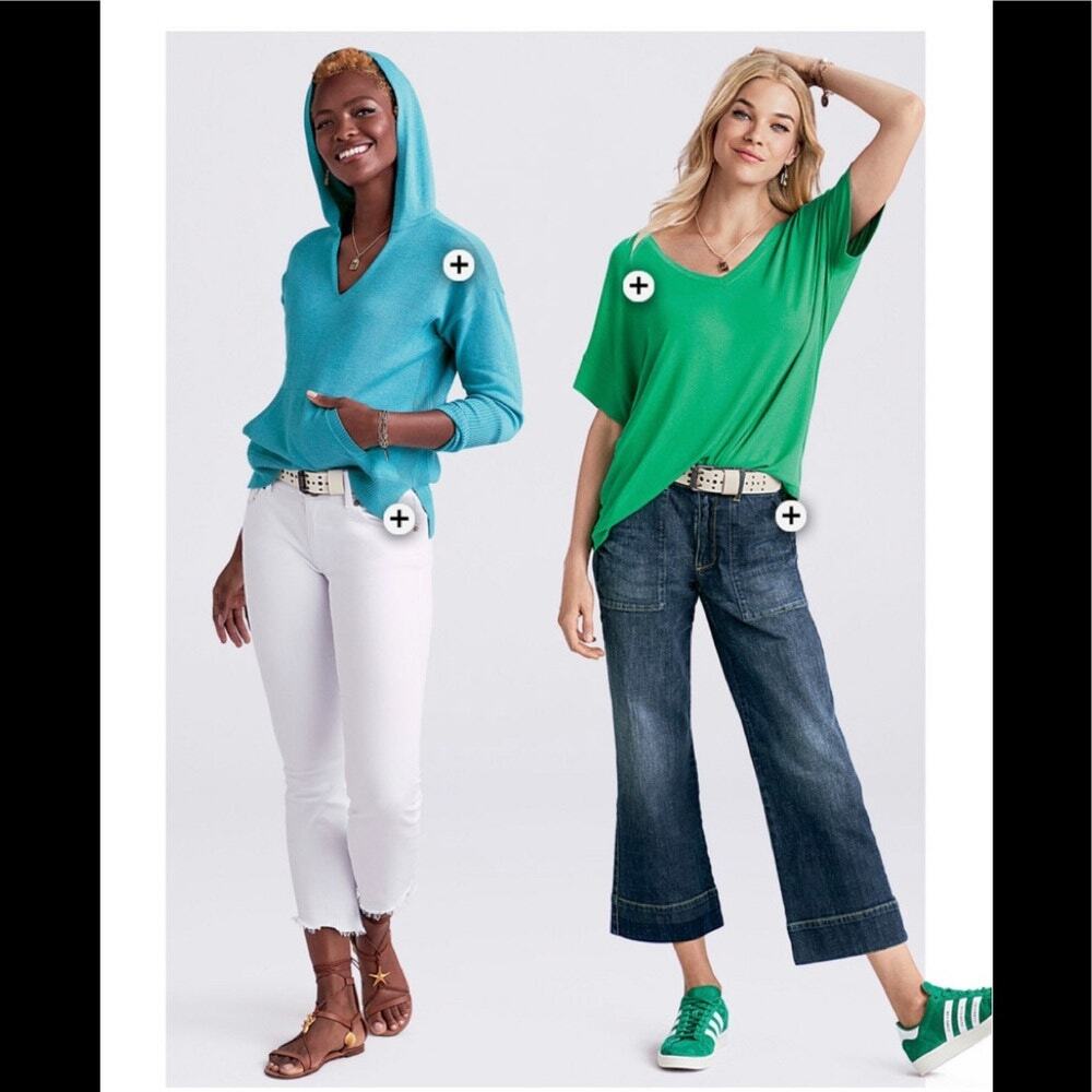 Cabi #5879 White High Low Cropped Flare Jeans Raw Hem High Rise Size 18 ($159) - Picture 3 of 6